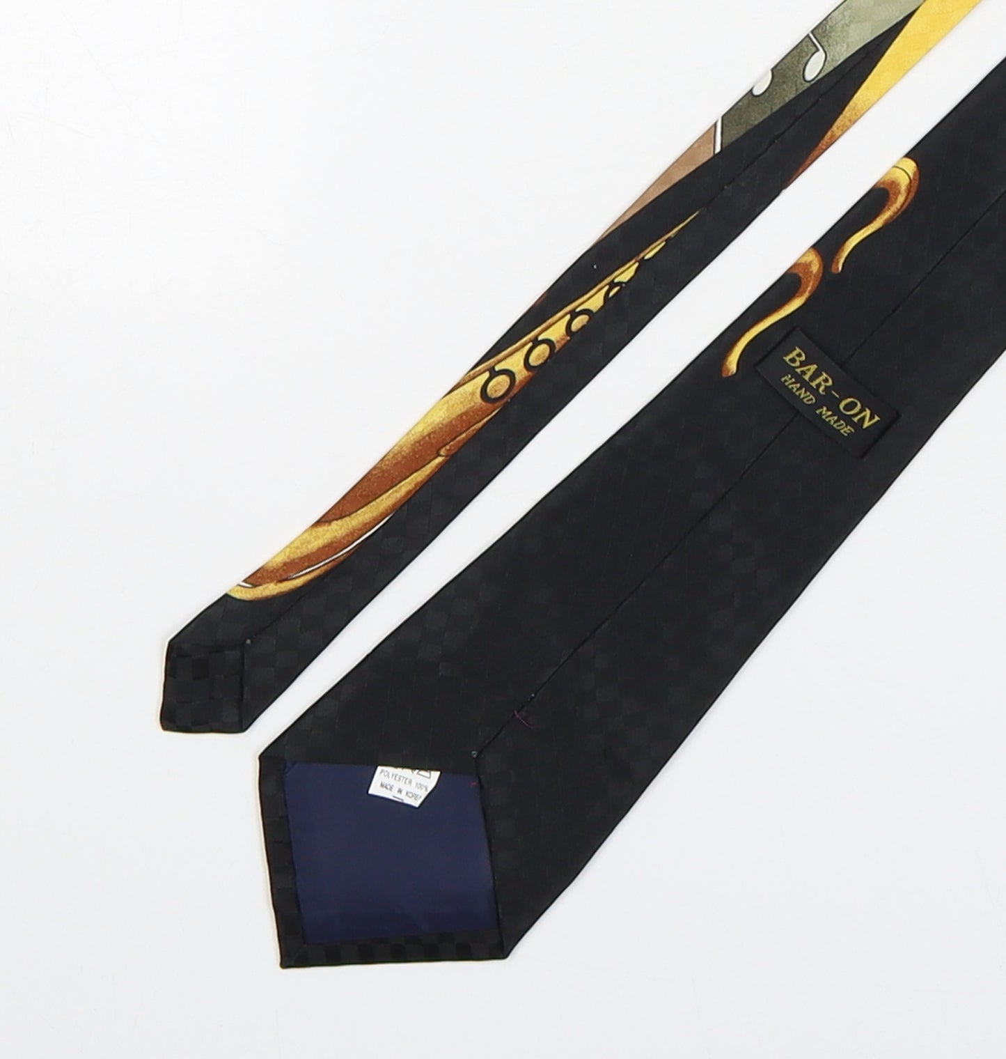 Bar On  Mens Multicoloured Geometric Polyester Pointed Tie One Size - Music Notes