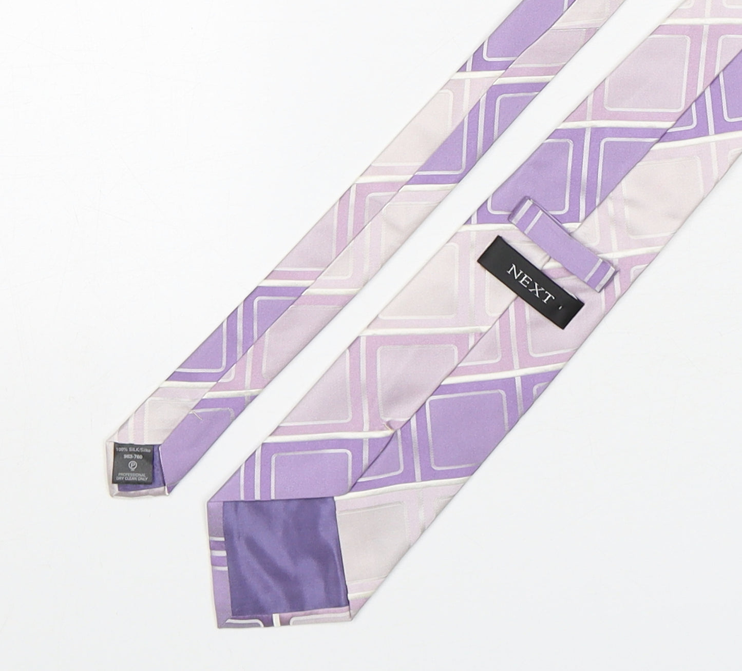 NEXT Mens Pink Plaids & Checks Silk Pointed Tie One Size