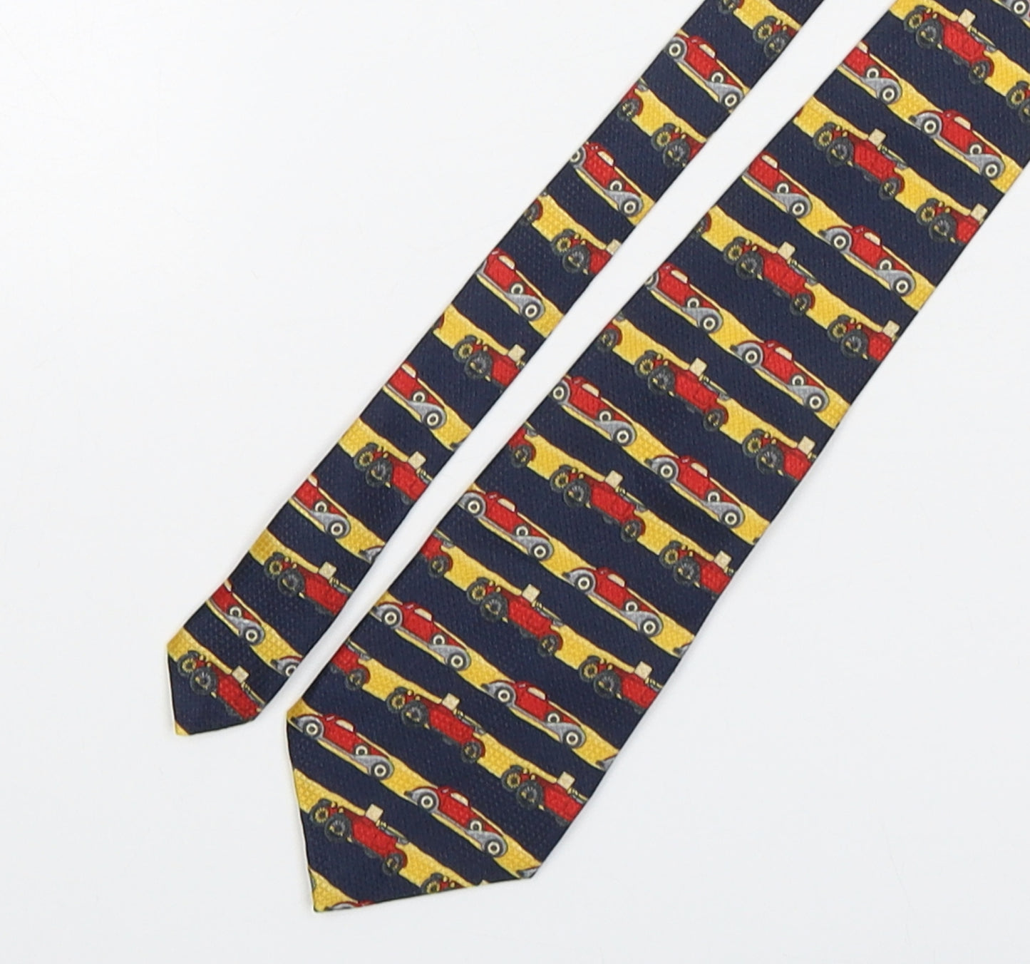 Halfords Mens Multicoloured Striped Polyester Pointed Tie One Size - Car Print