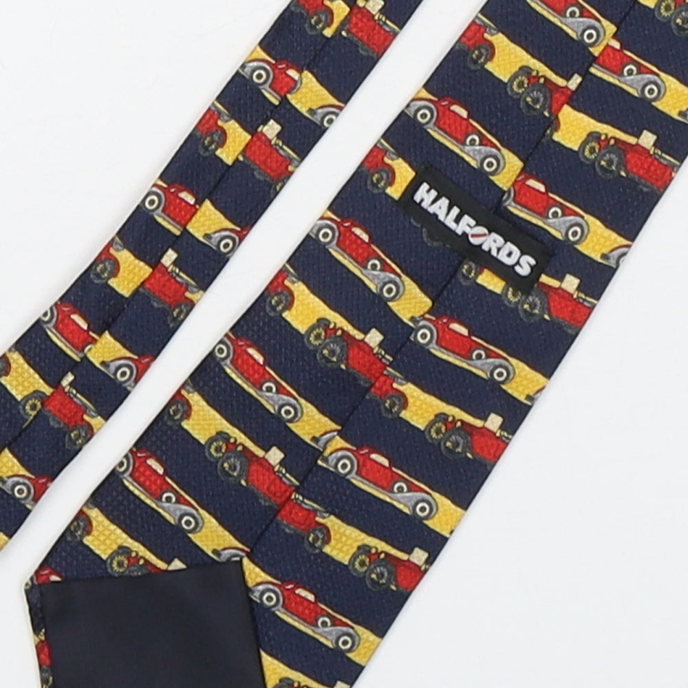 Halfords Mens Multicoloured Striped Polyester Pointed Tie One Size - Car Print