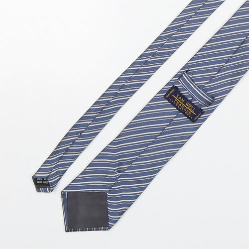 Sam Well Mens Blue Striped Silk Pointed Tie One Size