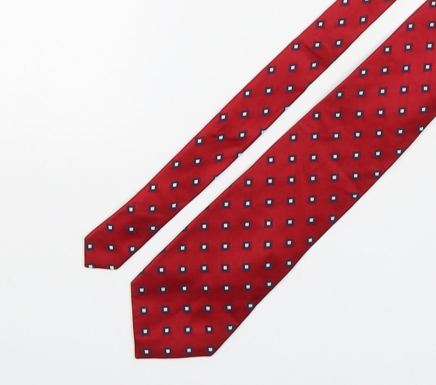 Van Hausen Mens Red Geometric Silk Pointed Tie One Size
