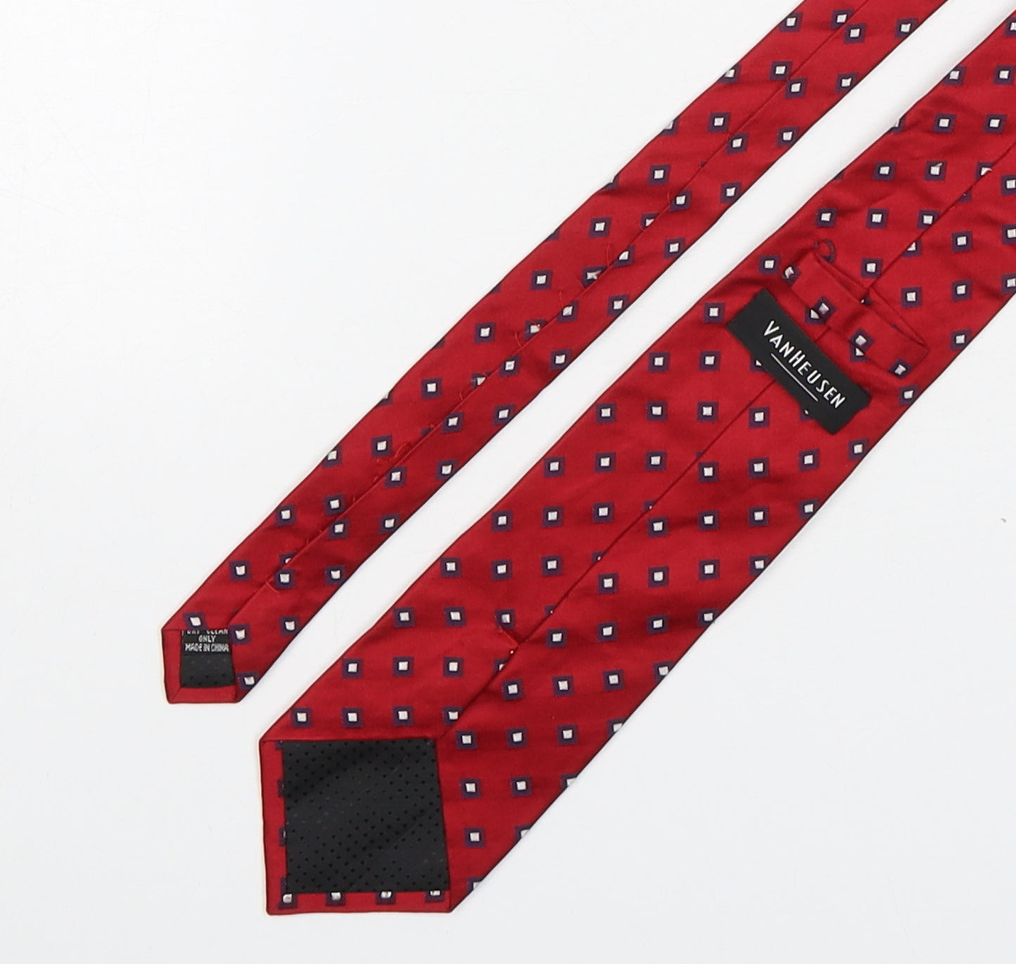 Van Hausen Mens Red Geometric Silk Pointed Tie One Size