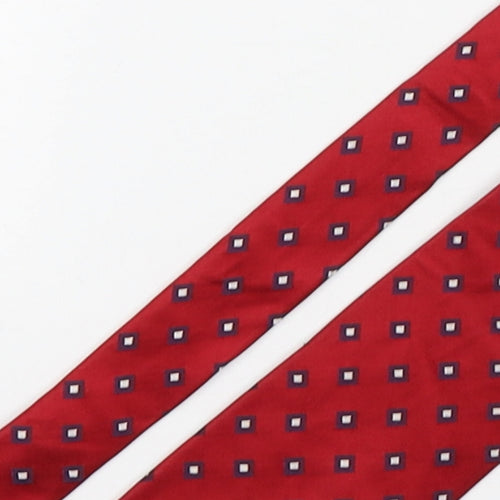 Van Hausen Mens Red Geometric Silk Pointed Tie One Size