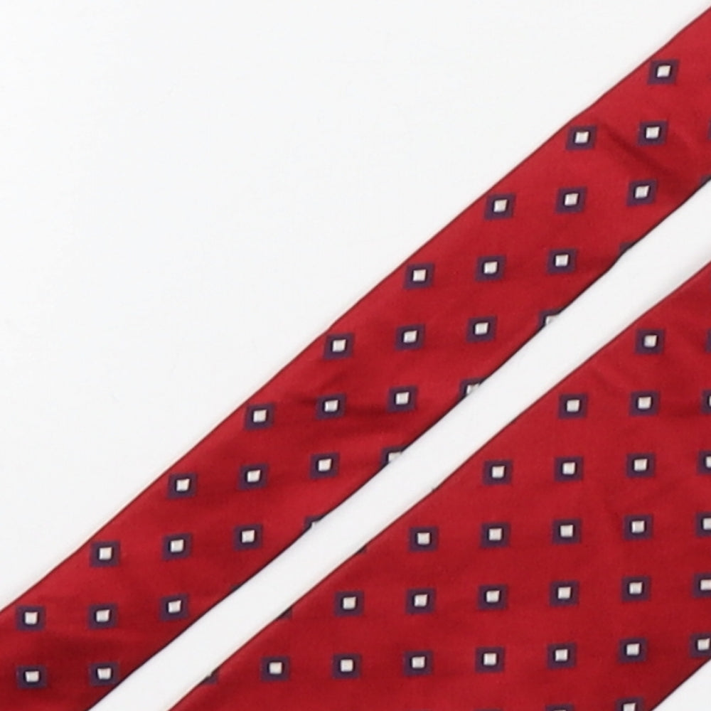 Van Hausen Mens Red Geometric Silk Pointed Tie One Size