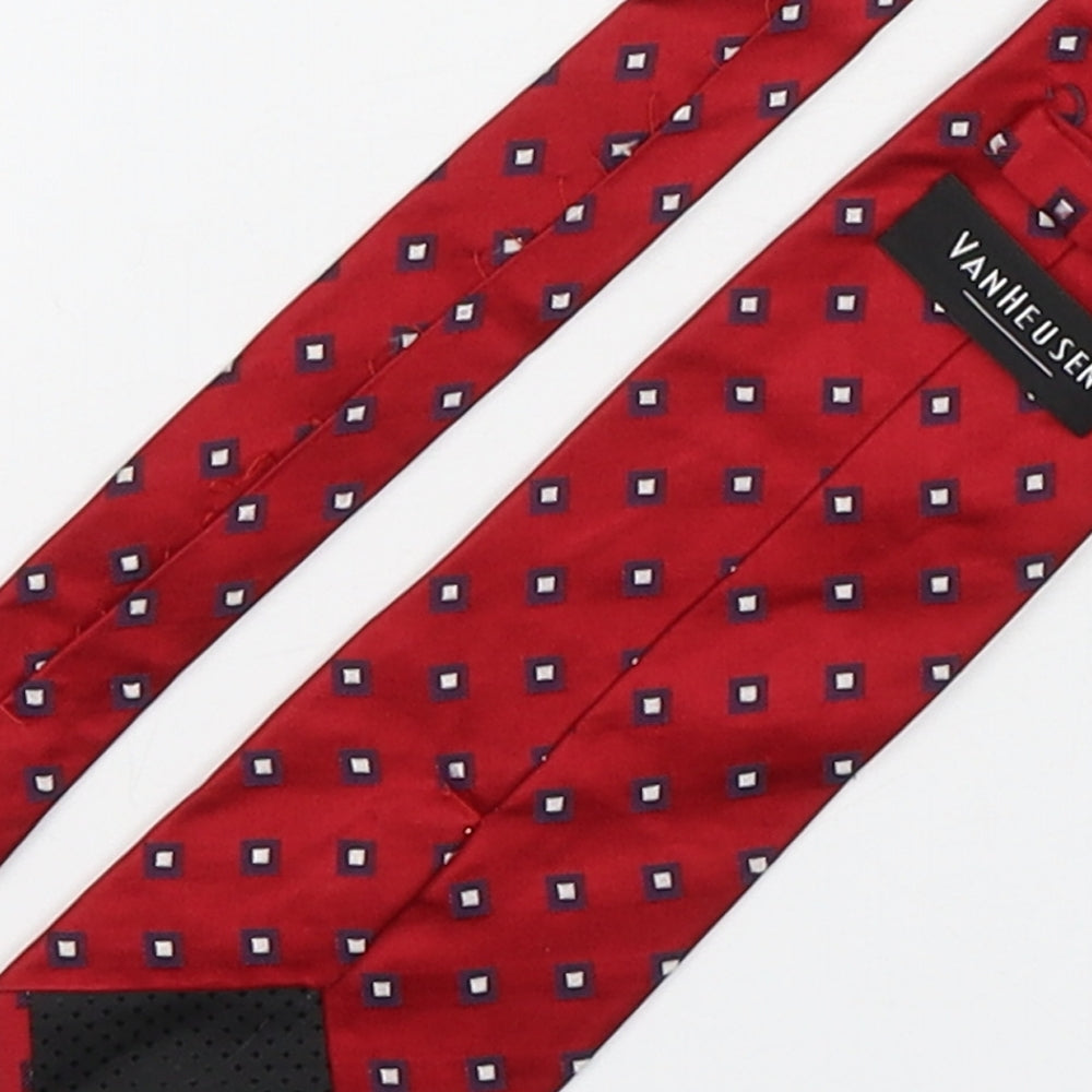 Van Hausen Mens Red Geometric Silk Pointed Tie One Size