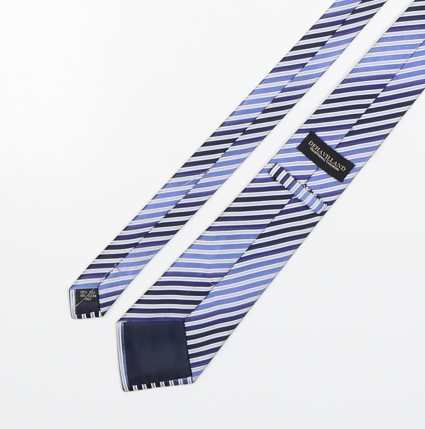 Dehavilland Mens Blue Striped Silk Pointed Tie One Size