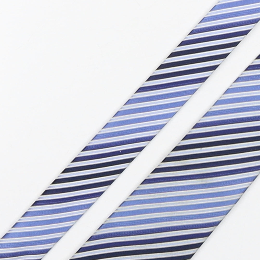 Dehavilland Mens Blue Striped Silk Pointed Tie One Size