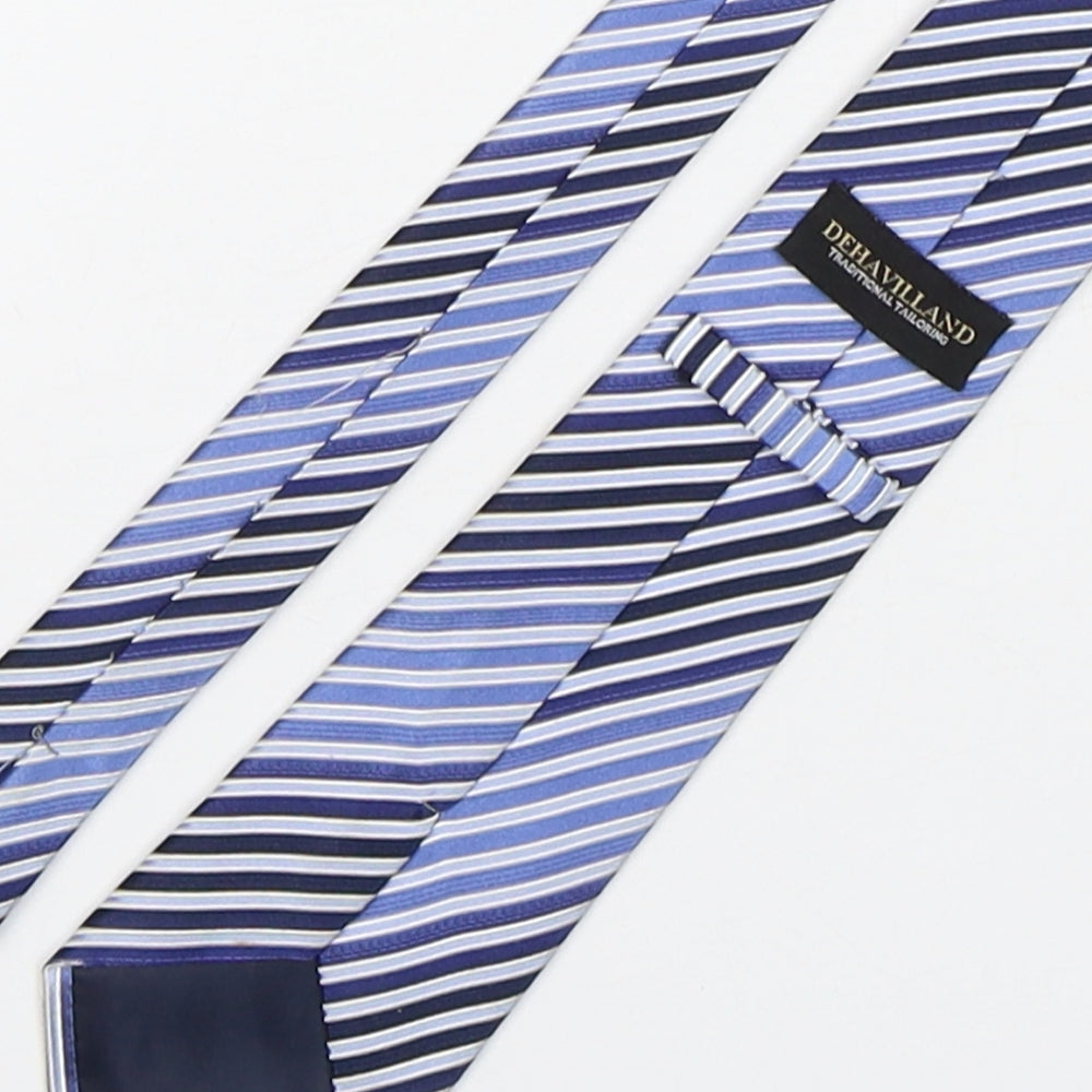 Dehavilland Mens Blue Striped Silk Pointed Tie One Size