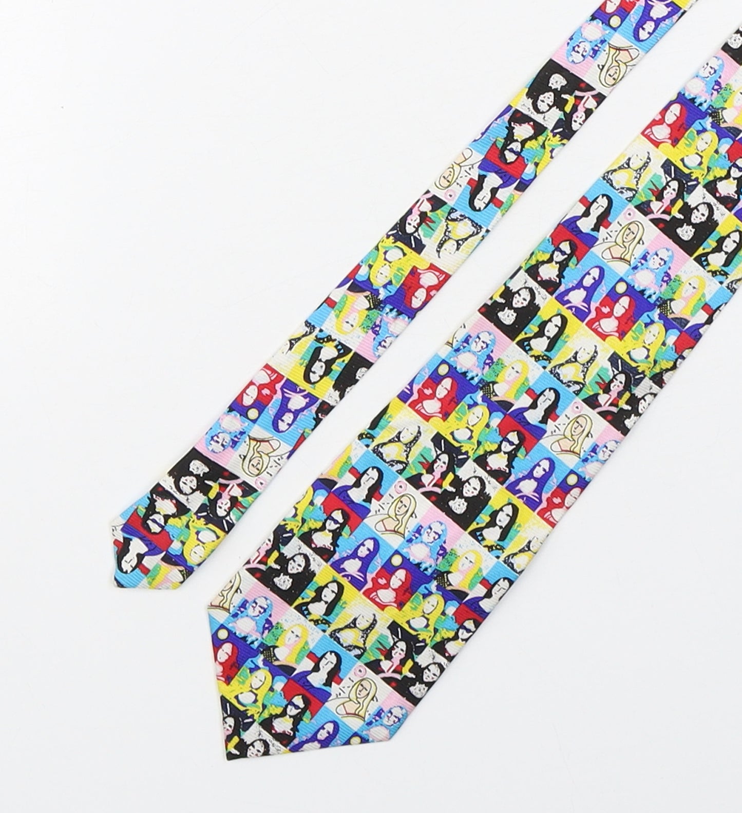 Leonard De Vinci Mens Multicoloured Geometric Silk Pointed Tie One Size - Mona Lisa