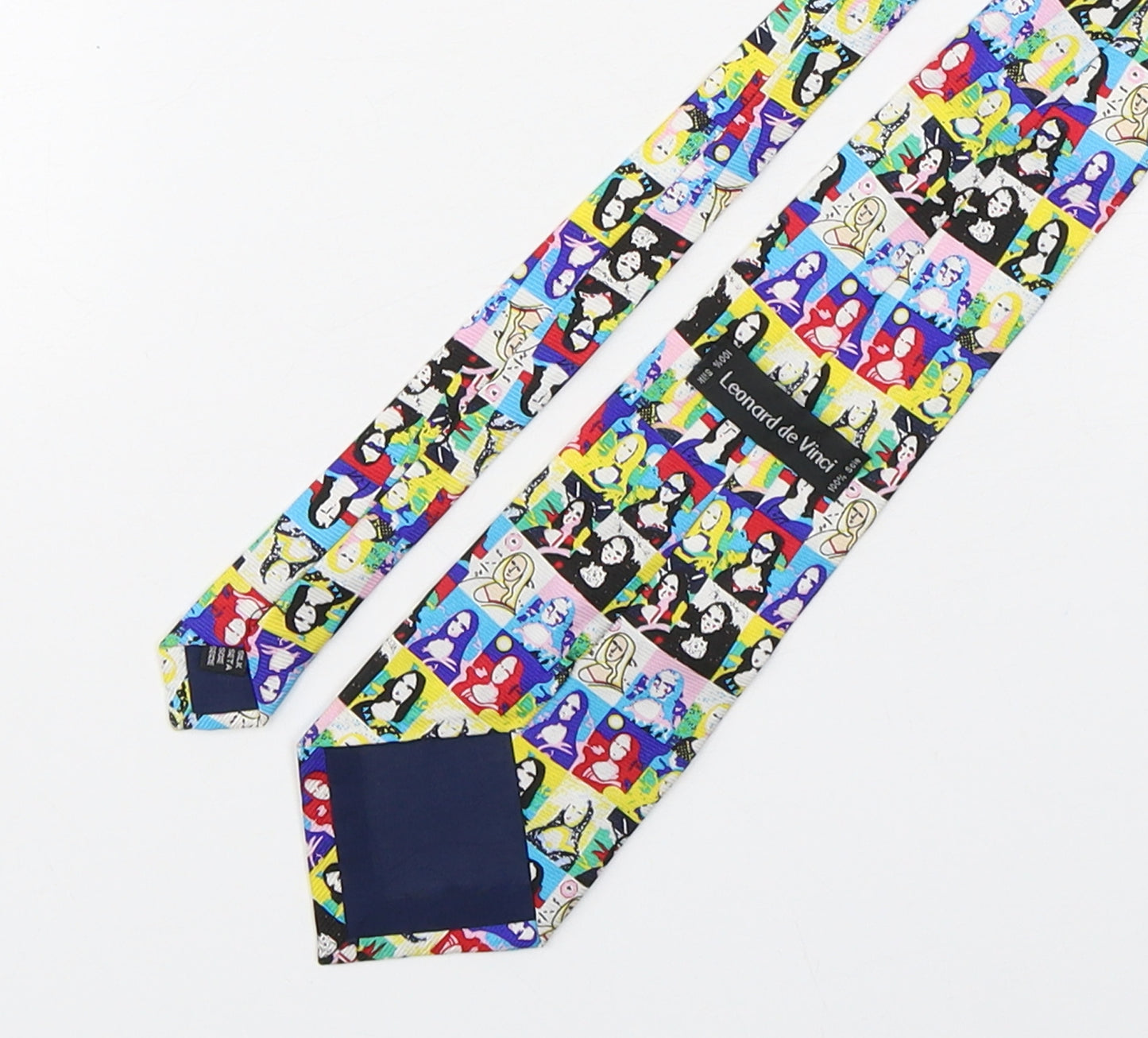 Leonard De Vinci Mens Multicoloured Geometric Silk Pointed Tie One Size - Mona Lisa
