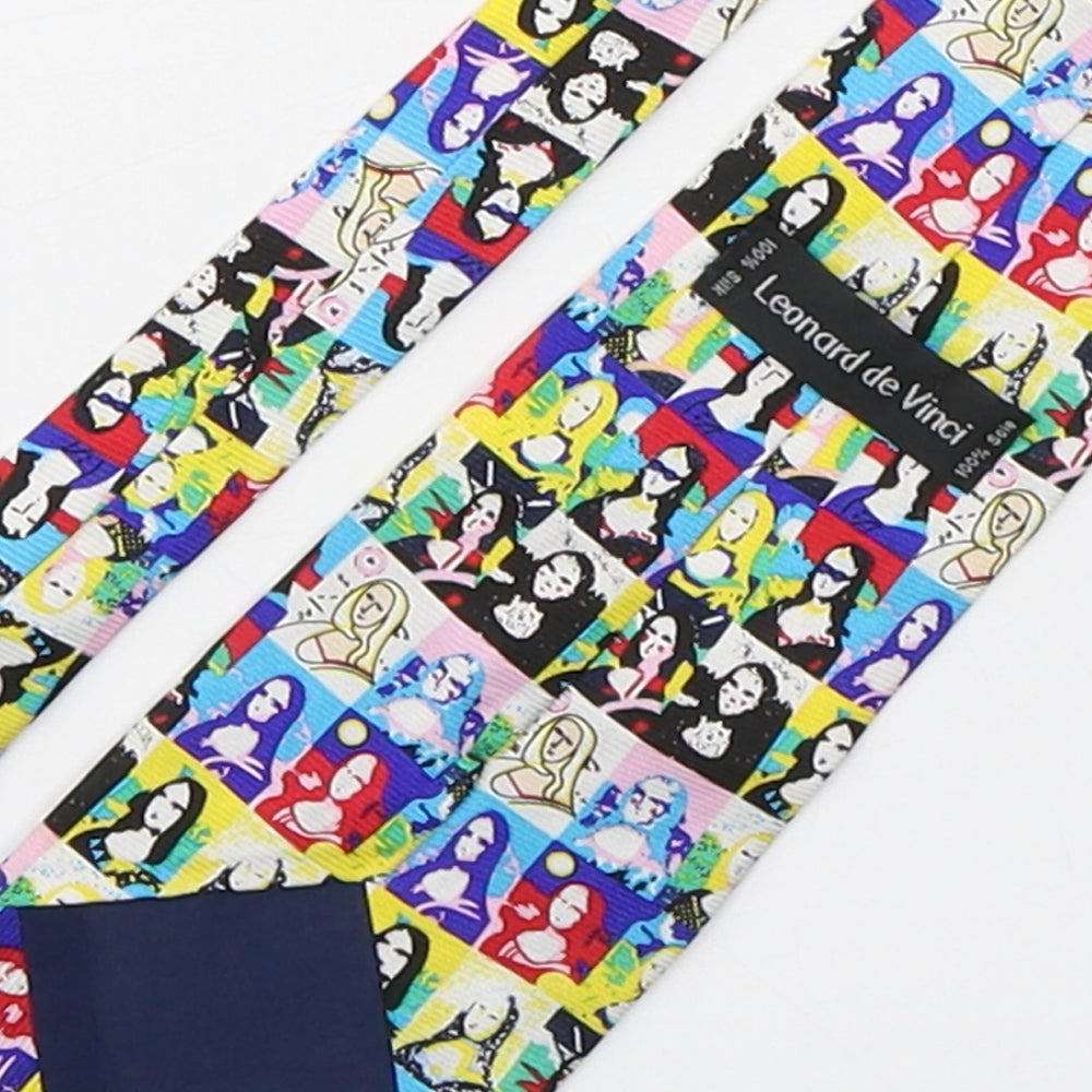 Leonard De Vinci Mens Multicoloured Geometric Silk Pointed Tie One Size - Mona Lisa