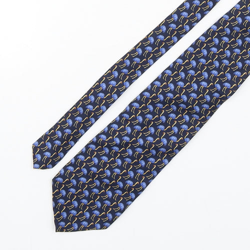Beaufort Mens Blue Geometric Silk Pointed Tie One Size - Ostriches