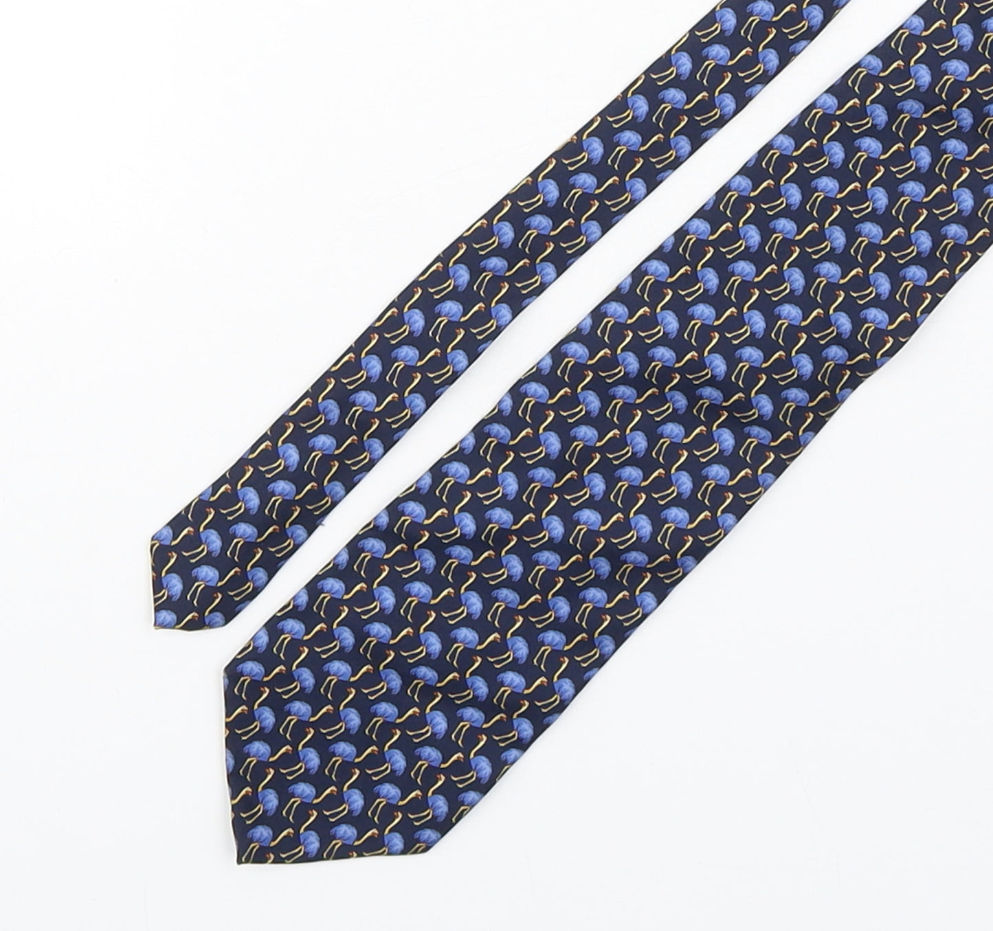 Beaufort Mens Blue Geometric Silk Pointed Tie One Size - Ostriches
