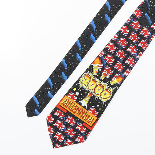 Fratello  Mens Multicoloured Geometric Polyester Pointed Tie One Size - Millennium