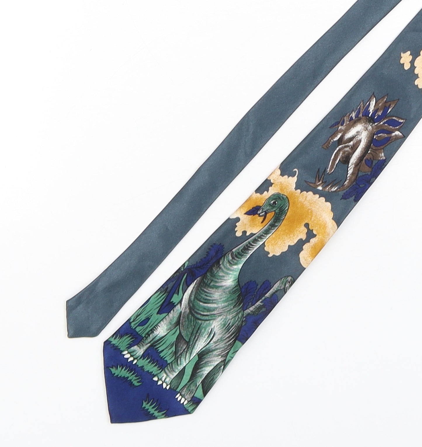 B.Footprints  Mens Multicoloured Geometric Polyester Pointed Tie One Size - Dinosaur Print