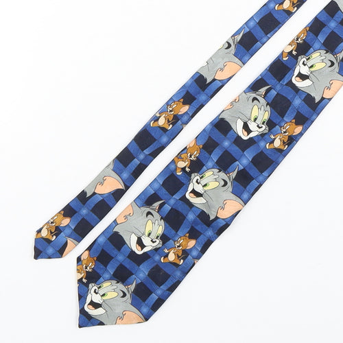 Tom And Jerry Mens Blue Plaids & Checks Polyester Pointed Tie One Size