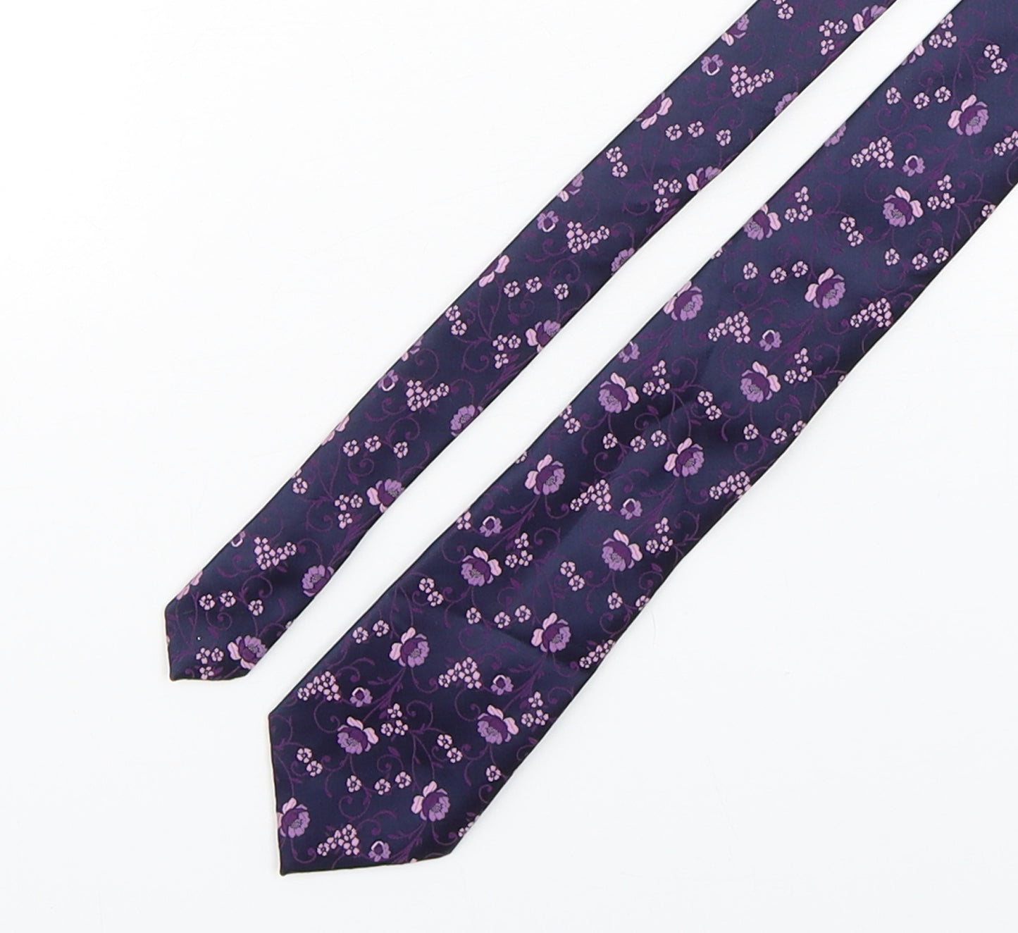 Marks and Spencer Mens Purple Floral Polyester Pointed Tie One Size