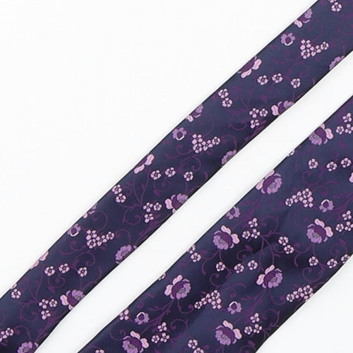Marks and Spencer Mens Purple Floral Polyester Pointed Tie One Size