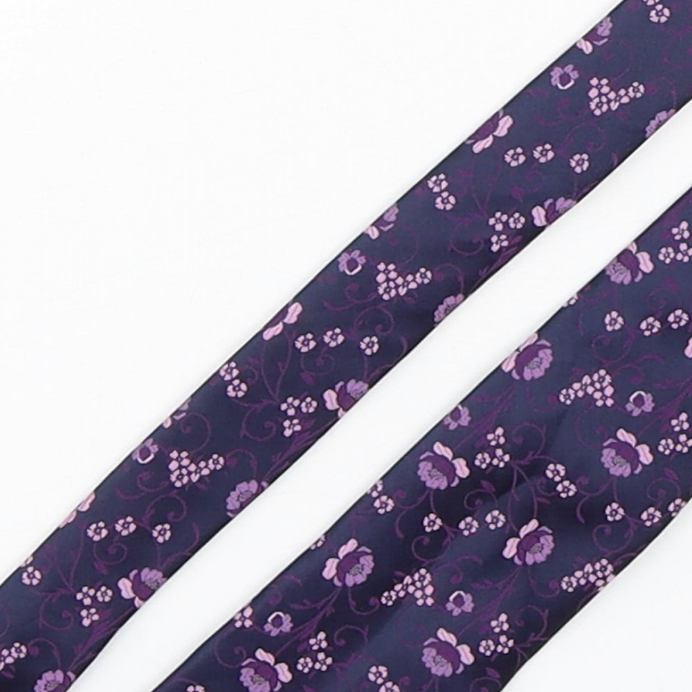 Marks and Spencer Mens Purple Floral Polyester Pointed Tie One Size