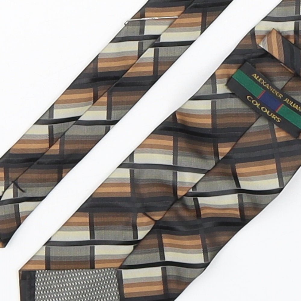 Alexander Julian  Mens Multicoloured Plaids & Checks Polyester Pointed Tie One Size