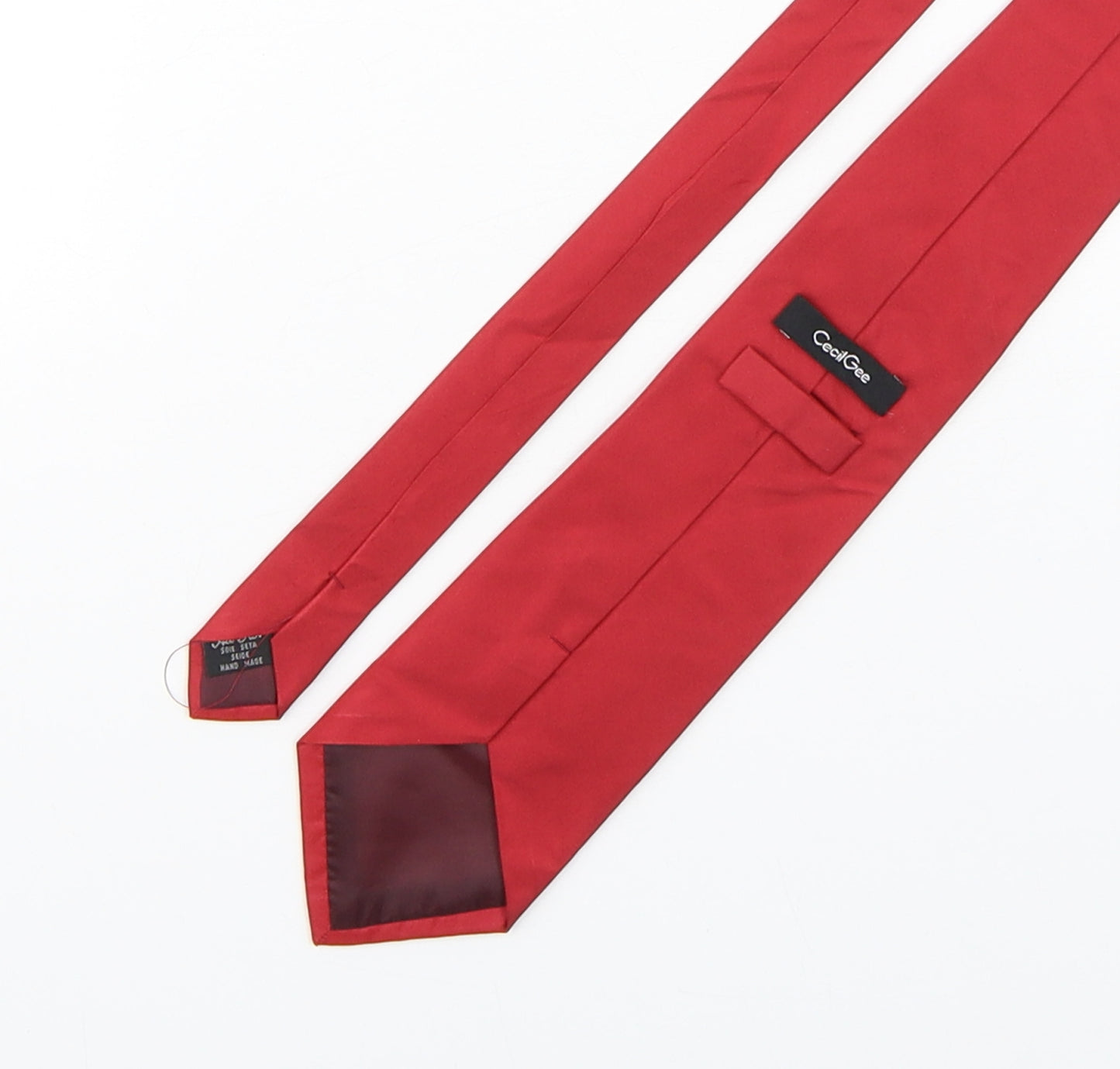 CecilGee Mens Red  Silk Pointed Tie One Size