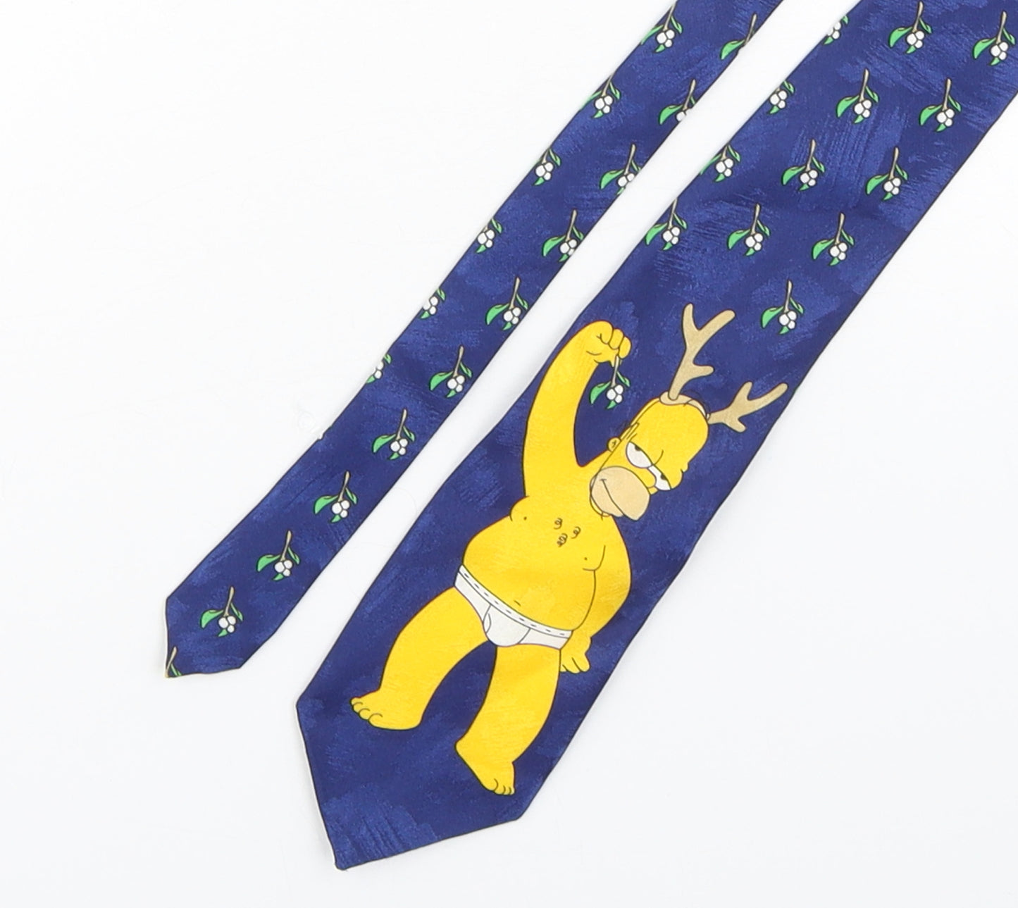 The Simpsons  Mens Blue Floral Polyester Pointed Tie One Size - Homer Simpson
