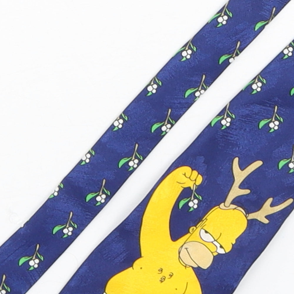 The Simpsons  Mens Blue Floral Polyester Pointed Tie One Size - Homer Simpson
