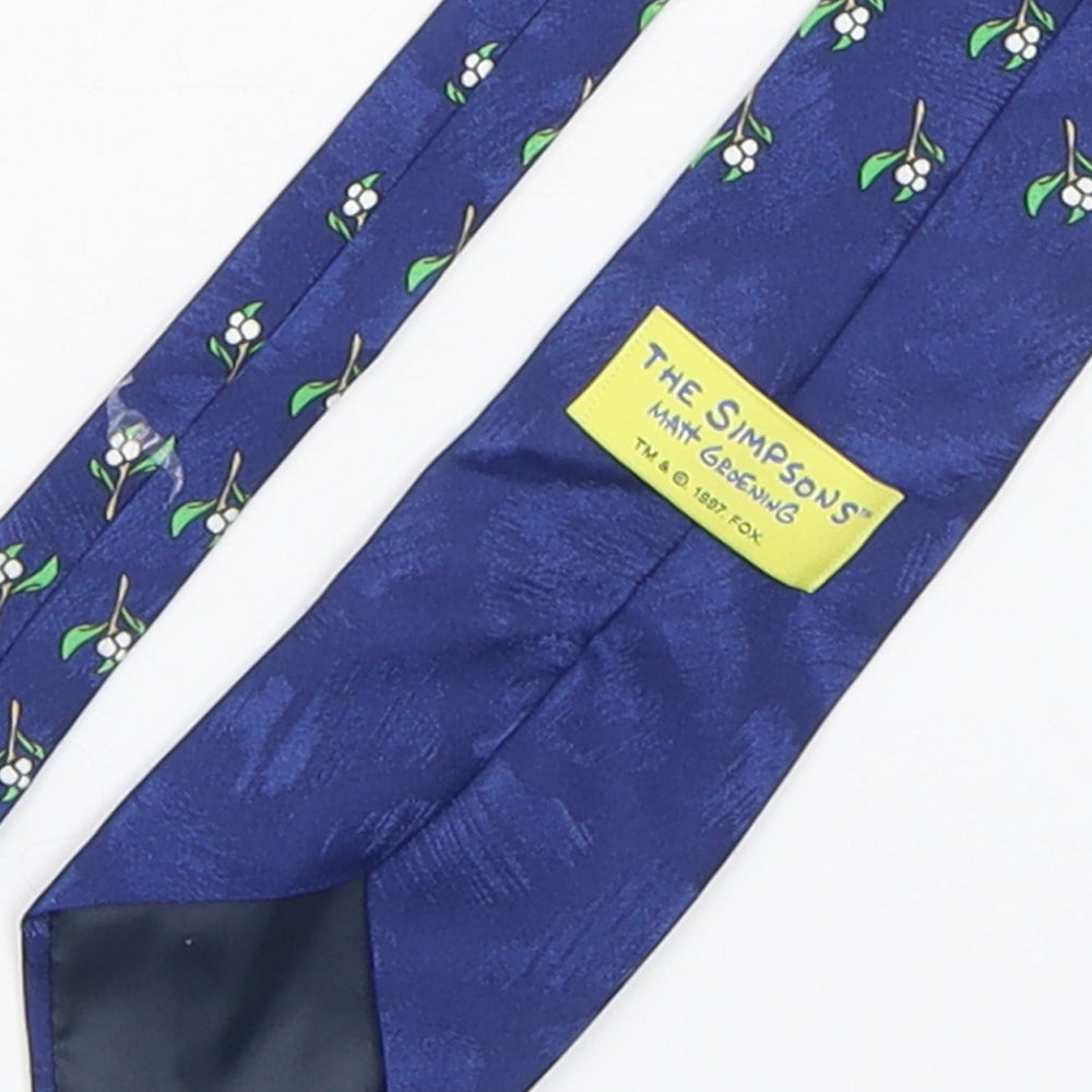 The Simpsons  Mens Blue Floral Polyester Pointed Tie One Size - Homer Simpson