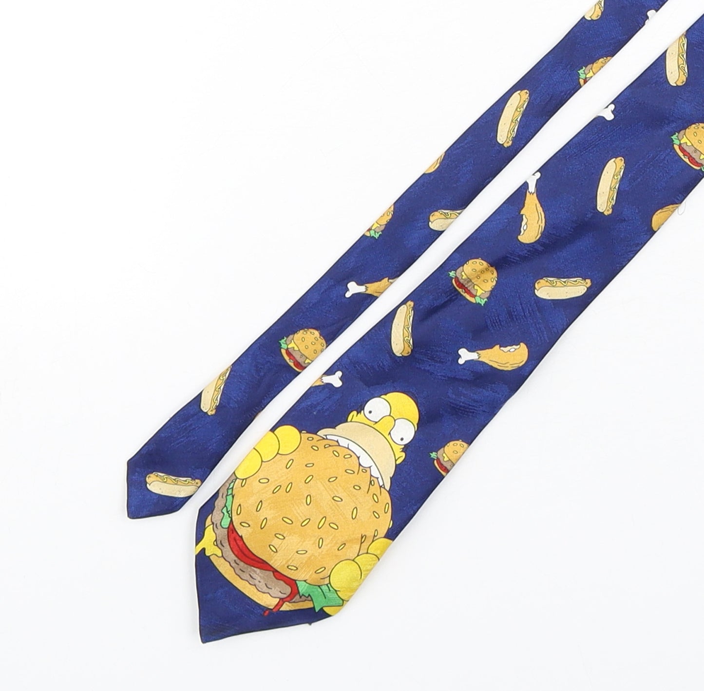 The Simpsons  Mens Blue Geometric Polyester Pointed Tie One Size - Homer Simpson