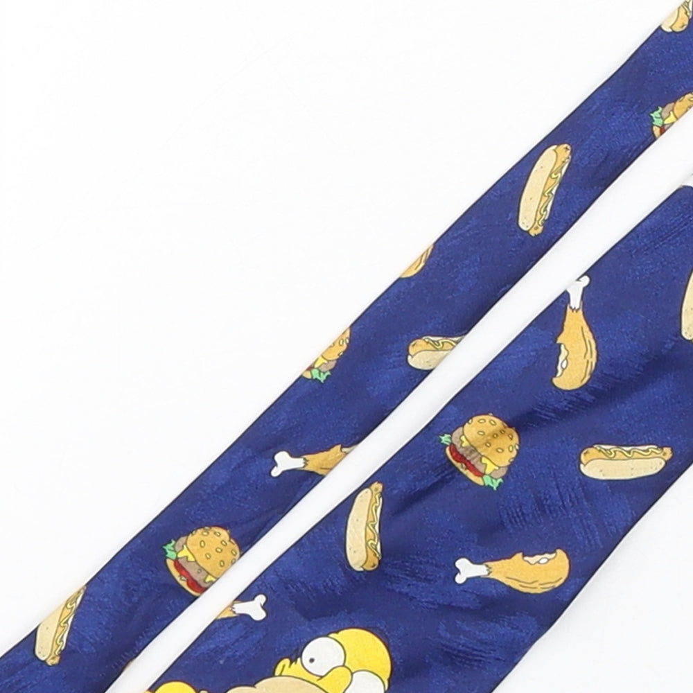 The Simpsons  Mens Blue Geometric Polyester Pointed Tie One Size - Homer Simpson