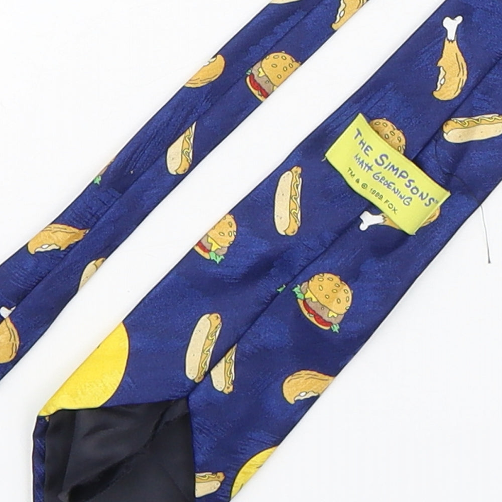 The Simpsons  Mens Blue Geometric Polyester Pointed Tie One Size - Homer Simpson