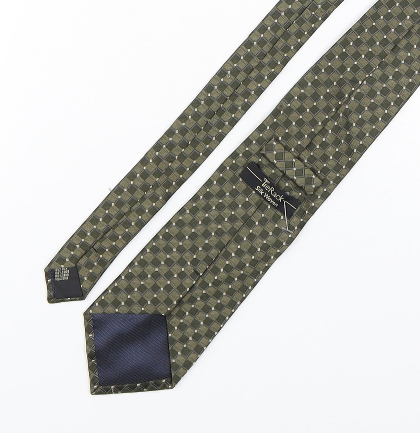 Tie Rack  Mens Green Plaids & Checks Silk Pointed Tie One Size