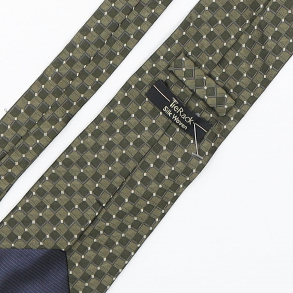 Tie Rack  Mens Green Plaids & Checks Silk Pointed Tie One Size