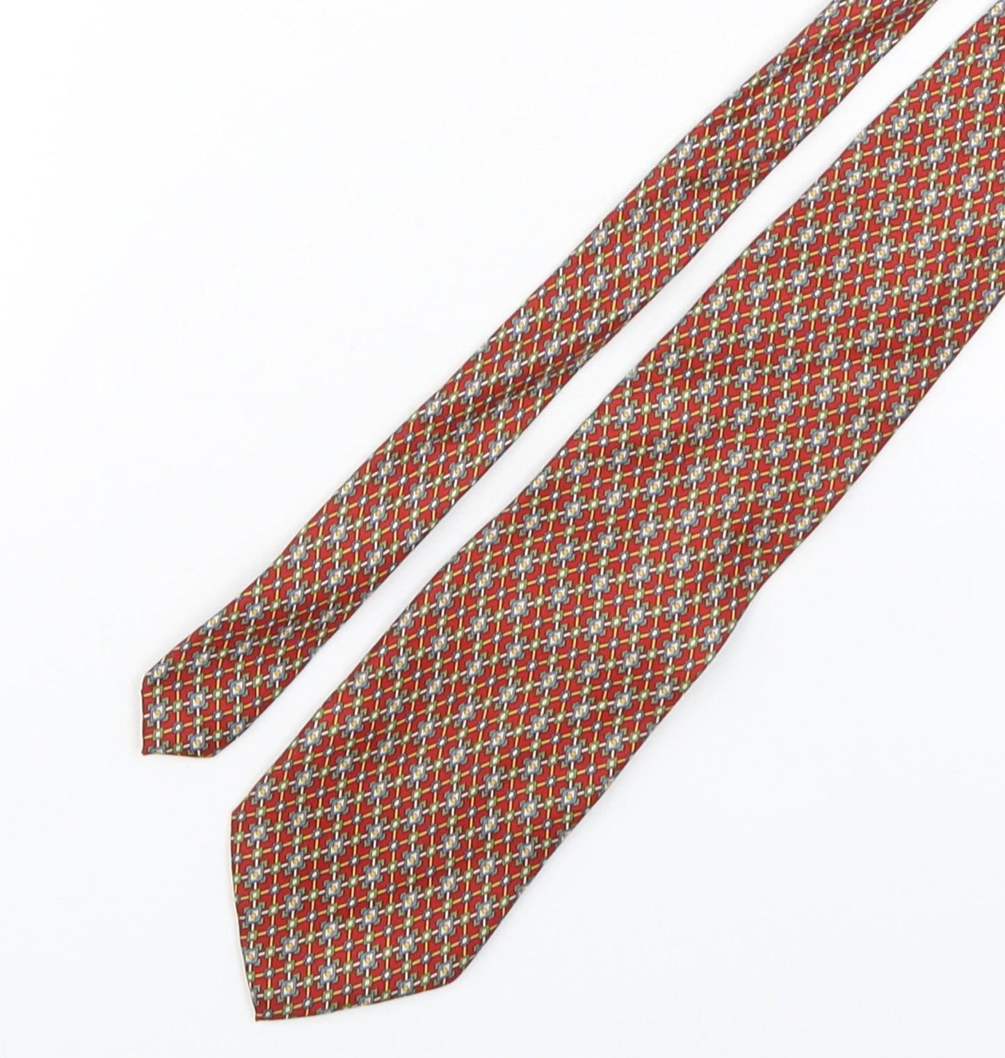 Items  Mens Multicoloured Geometric Silk Pointed Tie One Size