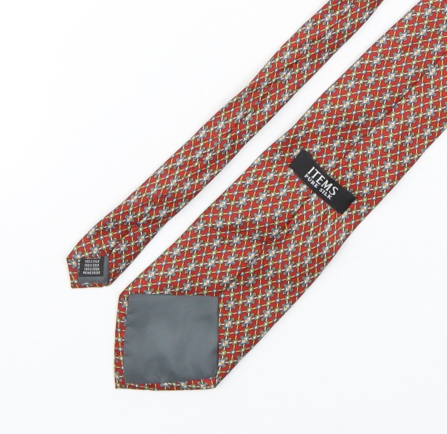 Items  Mens Multicoloured Geometric Silk Pointed Tie One Size