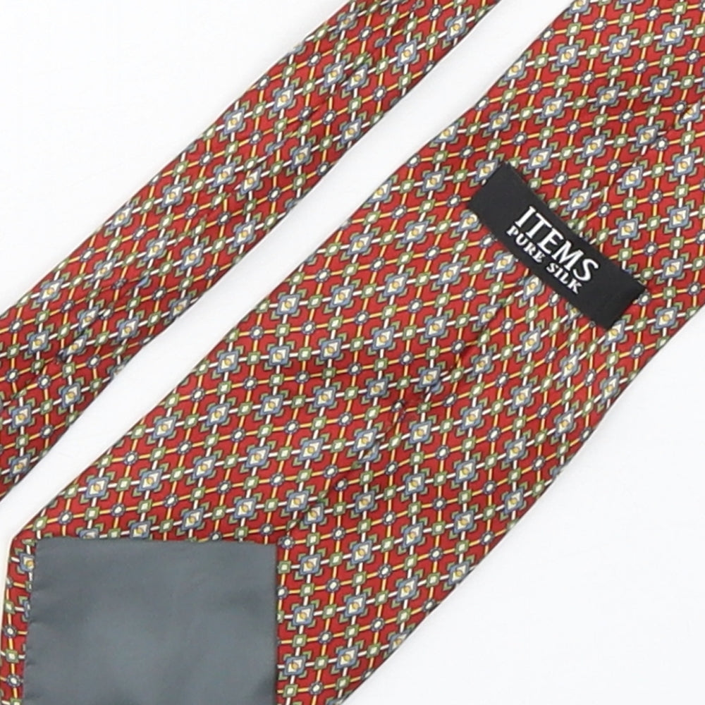 Items  Mens Multicoloured Geometric Silk Pointed Tie One Size