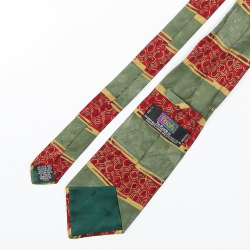 Pooh Mens Multicoloured Geometric Silk Pointed Tie One Size - winnie the pooh