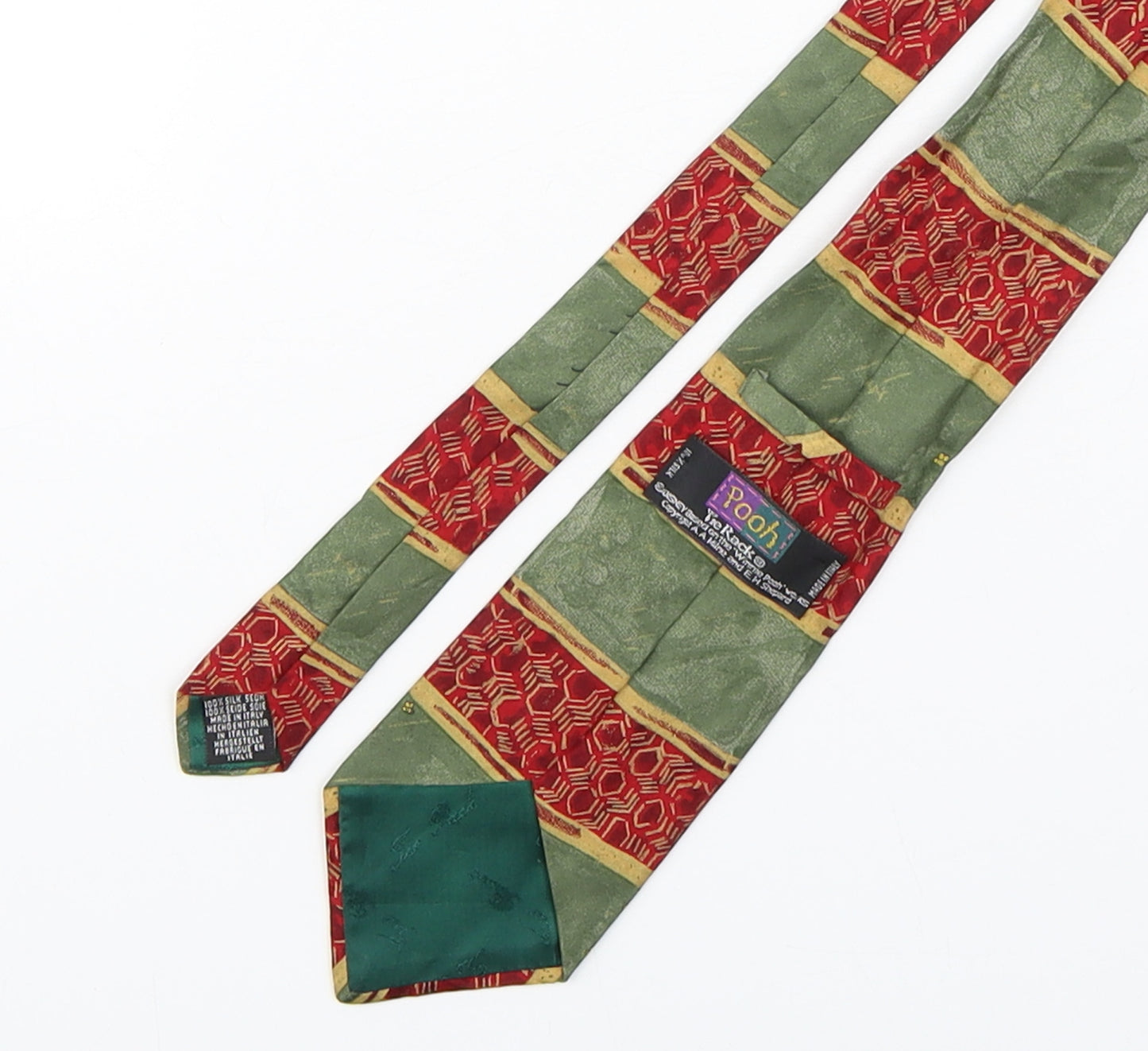 Pooh Mens Multicoloured Geometric Silk Pointed Tie One Size - winnie the pooh