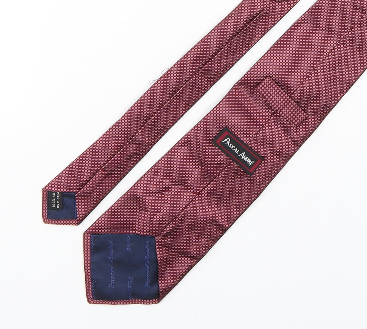 Pascal Andre  Mens Red Plaids & Checks Silk Pointed Tie One Size