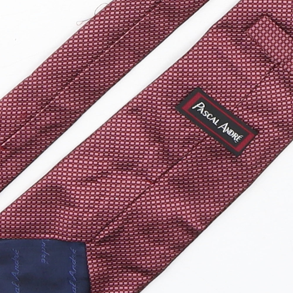 Pascal Andre  Mens Red Plaids & Checks Silk Pointed Tie One Size