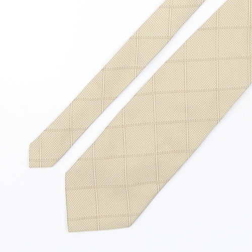 Jacques Estier  Mens Beige Plaids & Checks Polyester Pointed Tie One Size