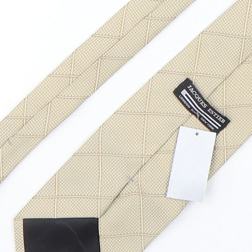 Jacques Estier  Mens Beige Plaids & Checks Polyester Pointed Tie One Size