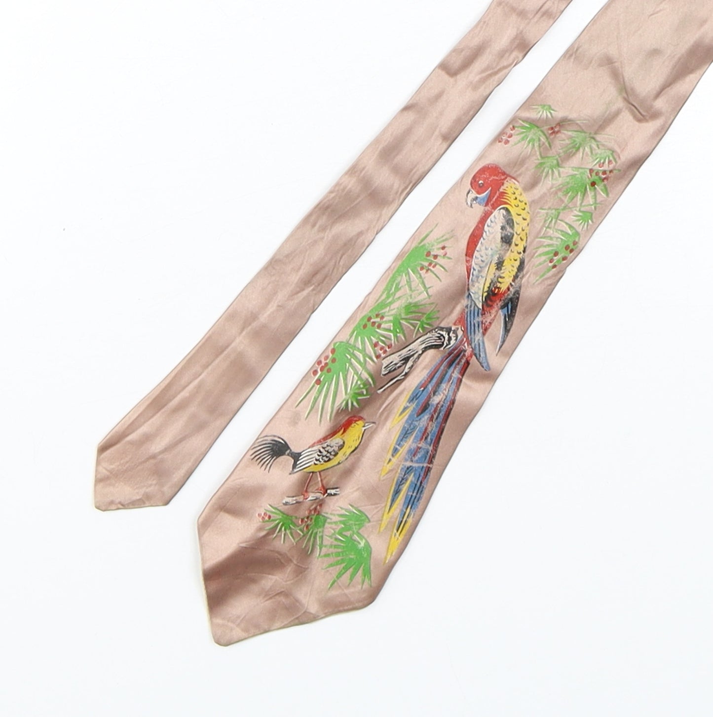 PreWorn  Mens Multicoloured Floral Polyester Pointed Tie One Size - Parrot