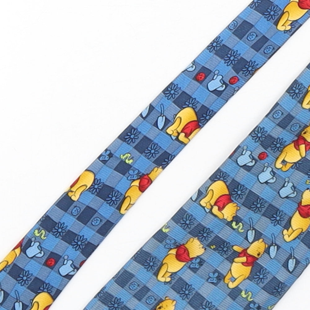 Pooh Mens Blue Plaids & Checks Silk Pointed Tie One Size