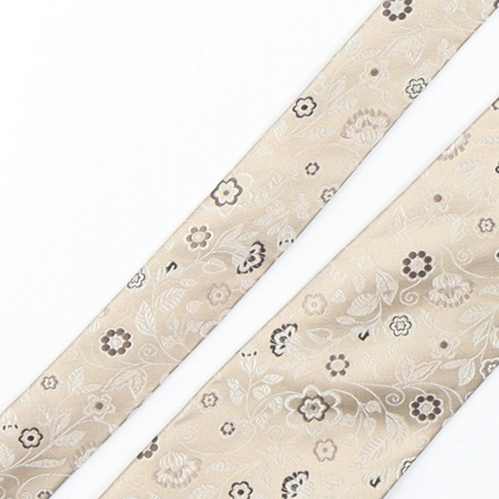 Thomas Nash  Mens Beige Floral Silk Pointed Tie One Size