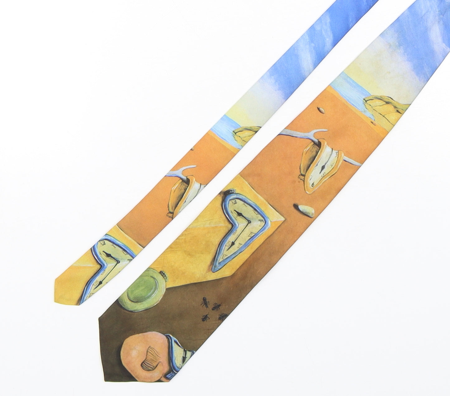 Ralph Marlin  Mens Multicoloured Geometric Polyester Pointed Tie One Size - Salvador Dali Time warp
