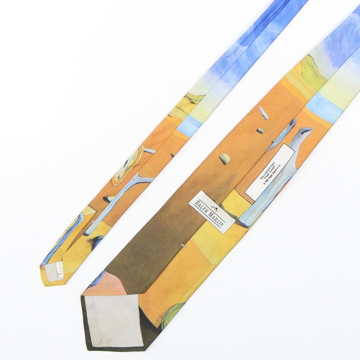 Ralph Marlin  Mens Multicoloured Geometric Polyester Pointed Tie One Size - Salvador Dali Time warp