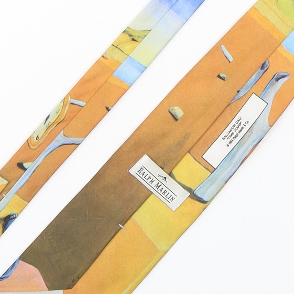 Ralph Marlin  Mens Multicoloured Geometric Polyester Pointed Tie One Size - Salvador Dali Time warp