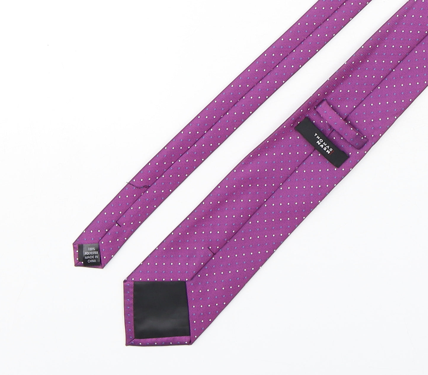 Thomas Nash  Mens Purple Polka Dot Polyester Pointed Tie One Size